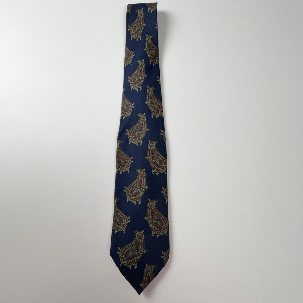 Vintage Feraud by Louis Feraud Navy‎ Silk Paisley Handmade TIe Italy